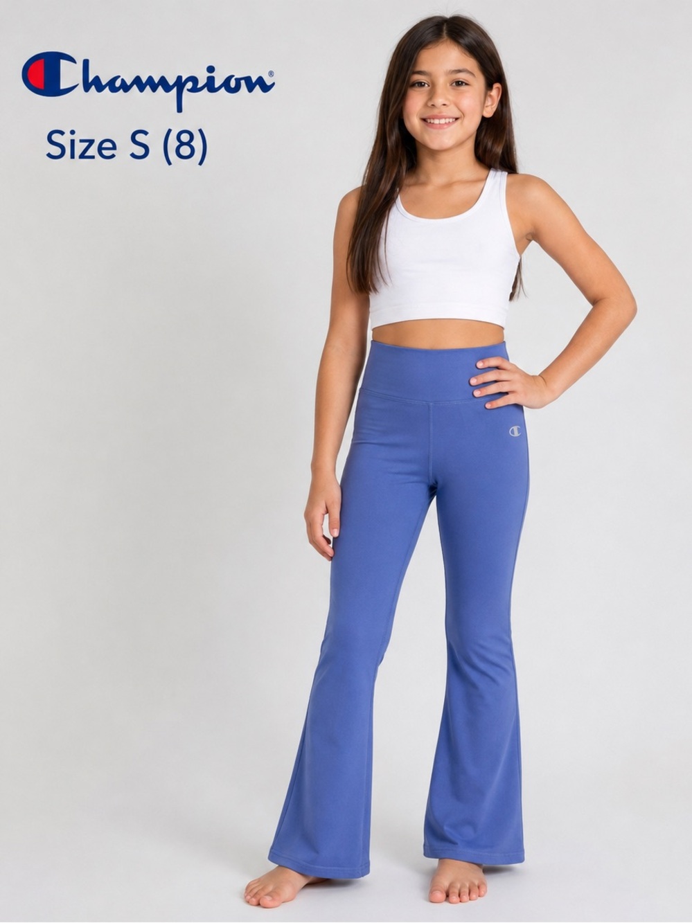 Champion Girls Flare Leggings – Size 8 (Small) – Periwinkle Blue Activewear